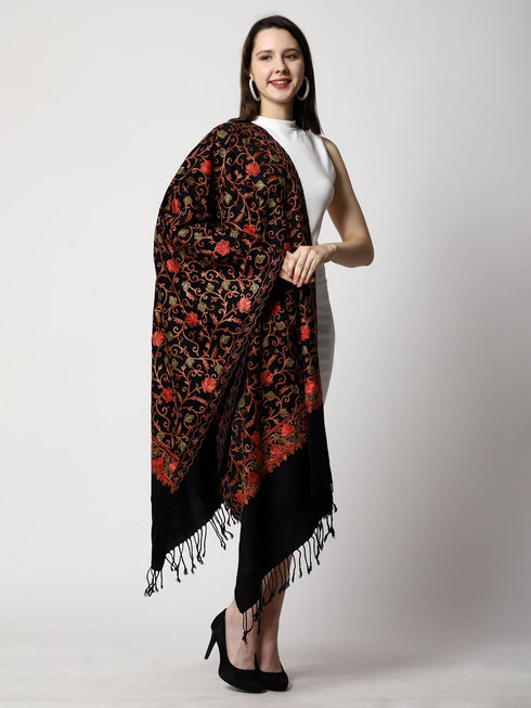 Women's Aari Embroidery Wool Stole